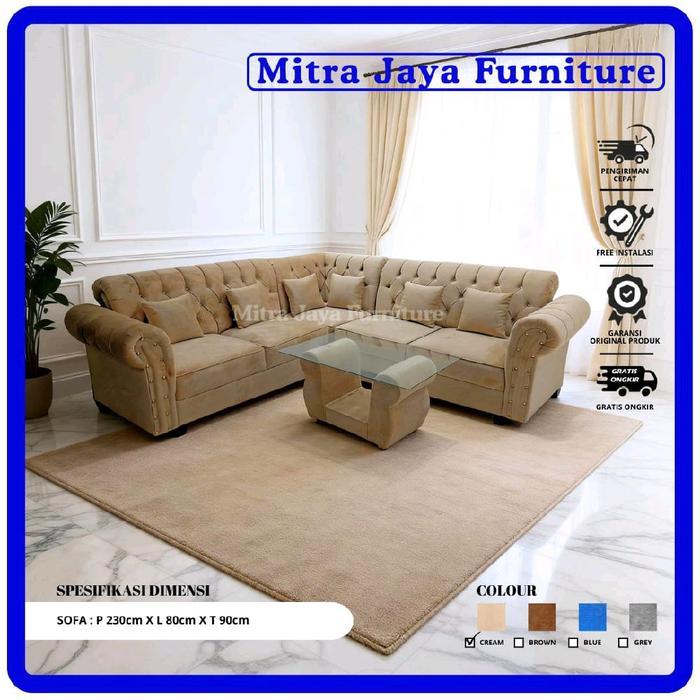 SOFA KANCING SUDUT / SOFA L SUDUT BELUDRU/ SWISS SUDUT/ SOFA TAMU/SOFA / SOFA MINIMALIS KANCING/ SOF
