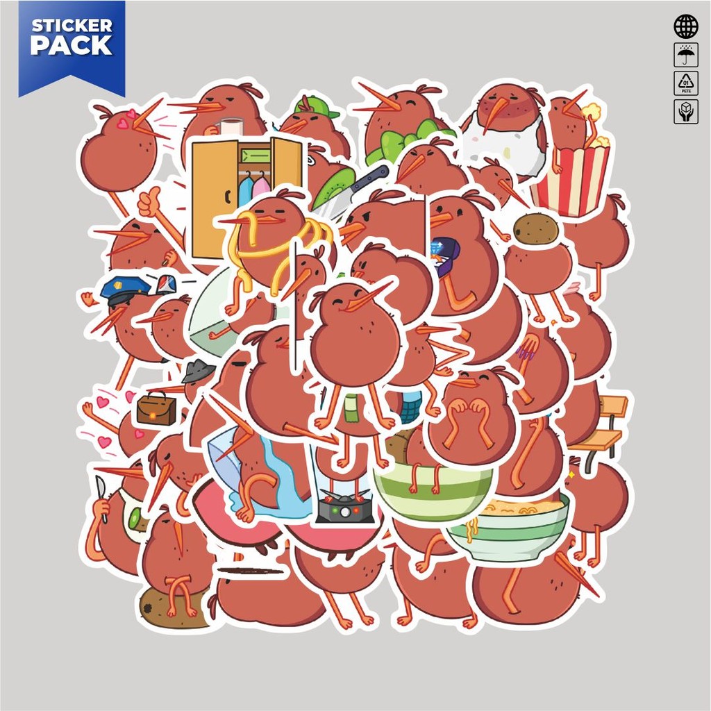 

[100PCS]Stiker Pack Stiker Kartun Funny Kiwi Aesthetic Vinyl Anti Air Dekorasi Sticker Laptop Buku Journal Koper Helm Casing HP Gitar Helm Skateboard