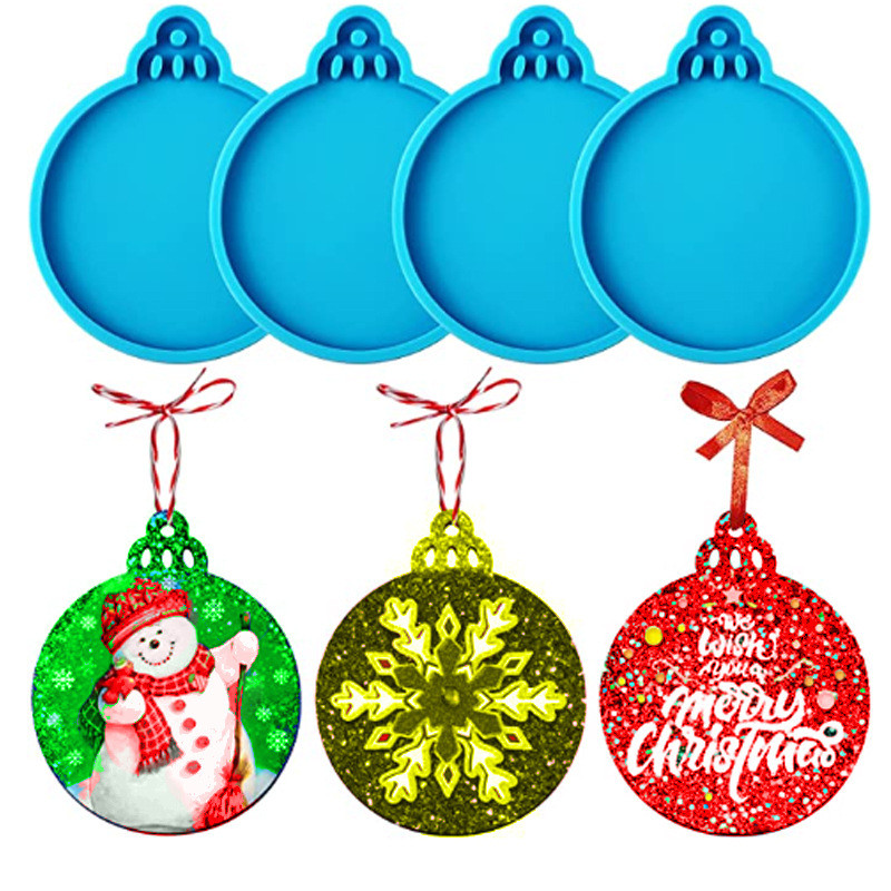 

4Pcs Ball Ornament Resin Mold DIY Round Shape Keychain Pendant Silicone Mold Xmas Tree Hanging Pendant Casting Tool