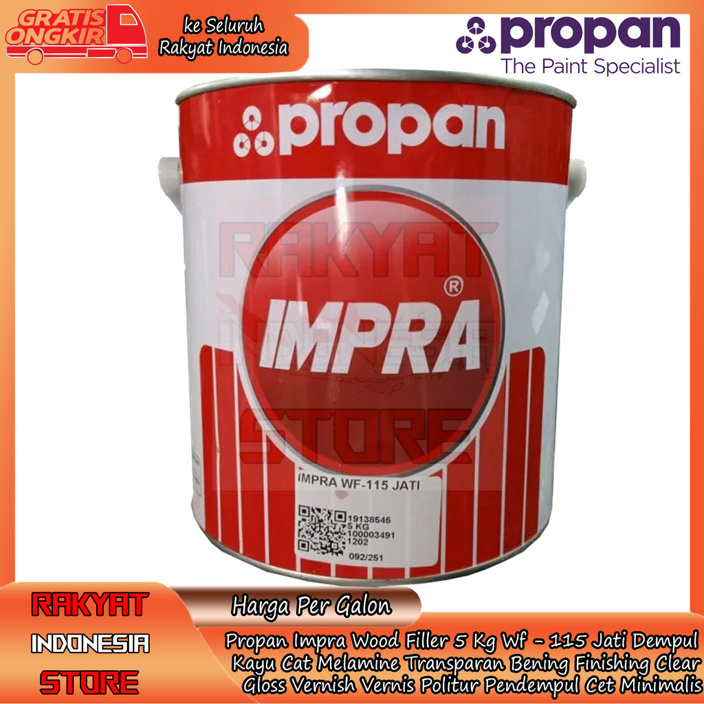 

Propan Wood Filler Wf - 115 Jati Impra 5 Kg Dempul Kayu Cat Melamine Transparan Bening Finishing Clear Gloss Varnish Vernish Pendempul Politur Sealer Sending ImpraWood Filer Plamir Plamur Tambal Stain