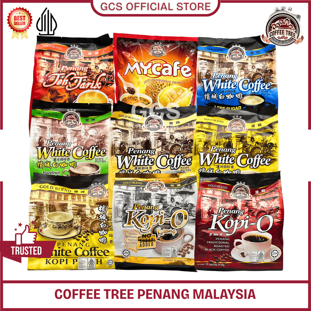 

Coffee Tree Penang White Coffee Hazelnut Durian 3In1 Kopi-O All Varian Rasa Kopi Penang Malaysia