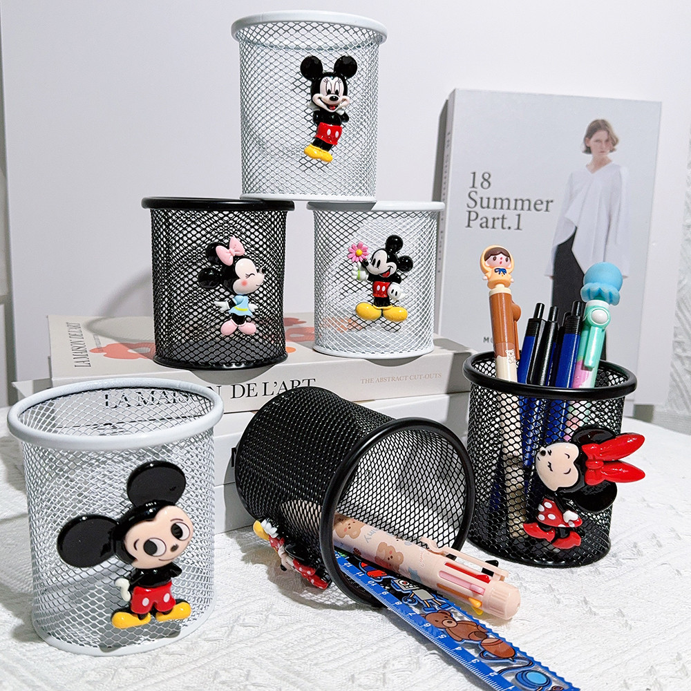 

Disney Mickey Black and White Cartoon Pattern Pencil Holder, Metal, Minnie Fan's Study Organizer Birthday Gift