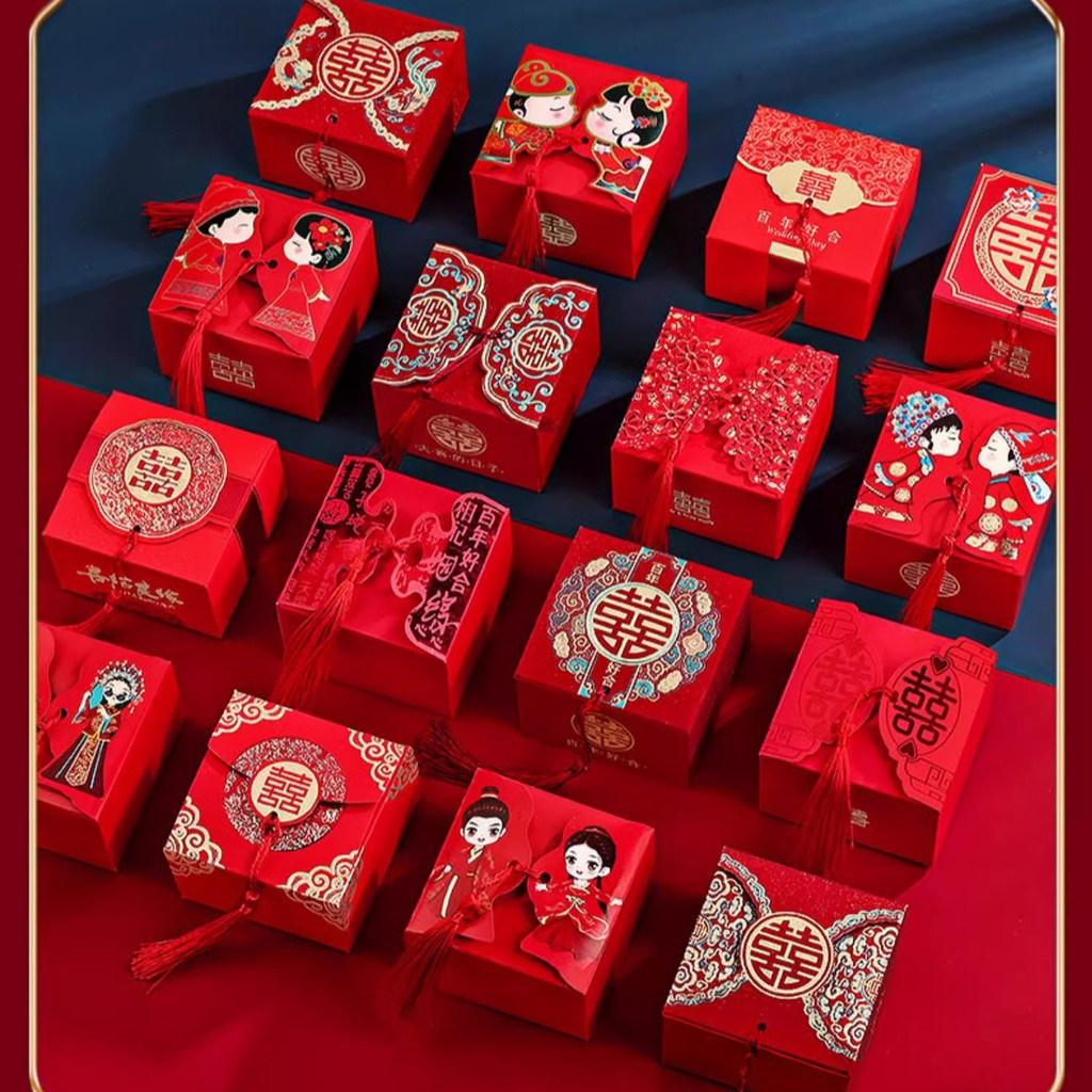 KOTAK SOUVENIR GLITER WEDDING LOGO SHUANG XI / KUPU2 /KOTAK PERMEN TEAPAI/ SANGJIT/ SHUANXI BOX