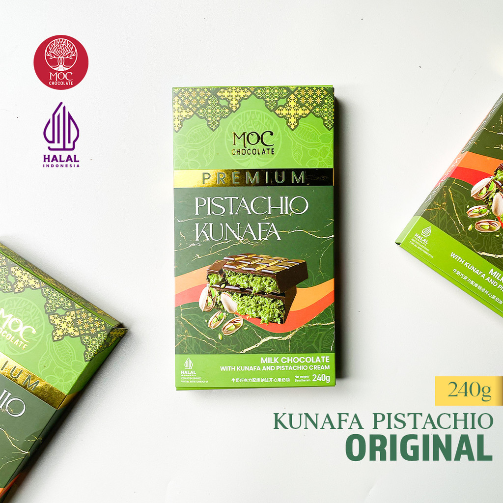 

MOC Chocolate - Pistachio Kunafa Chocolate Original 240g - Halal - Cokelat Kunafa Pistachio - Cokelat Dubai