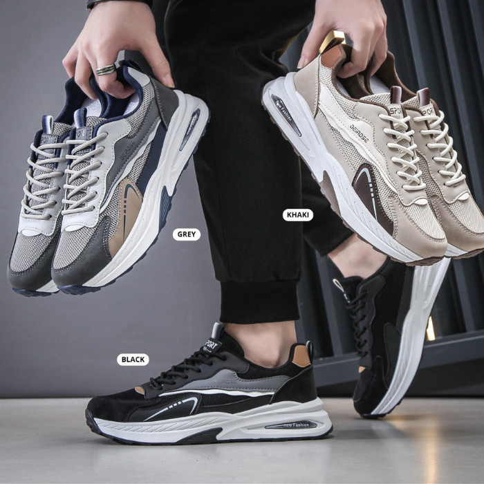 Sepatu pria Sneakers Fashion Sport Grey Kasual Running Shoes COD Sepatu Sneakers Pria Wanita Kasual 