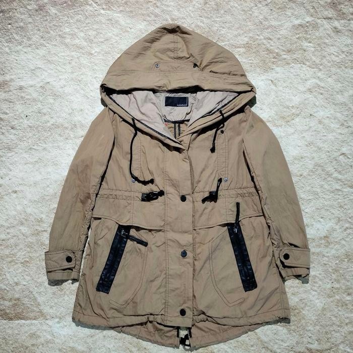 jaket parka wanita murah TANKUS jaket vintage parka multi pocket banyak saku coklat size L