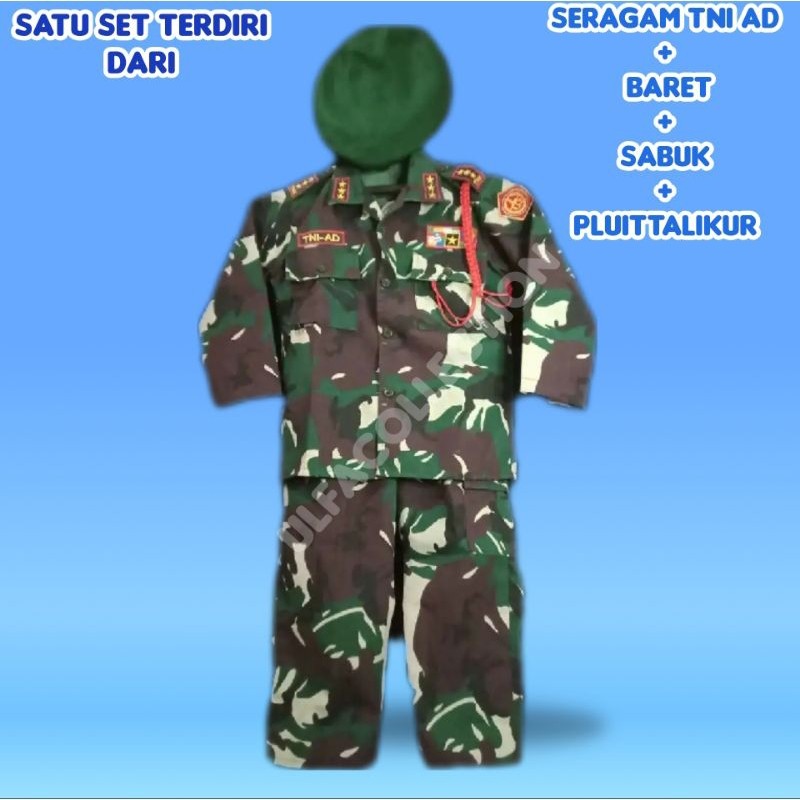 JOVSHOP Baju Seragam TNI Anak Laki Laki/Baju Seragam Anak TK TNI AD/Seragam TNI Anak Laki Laki Perem