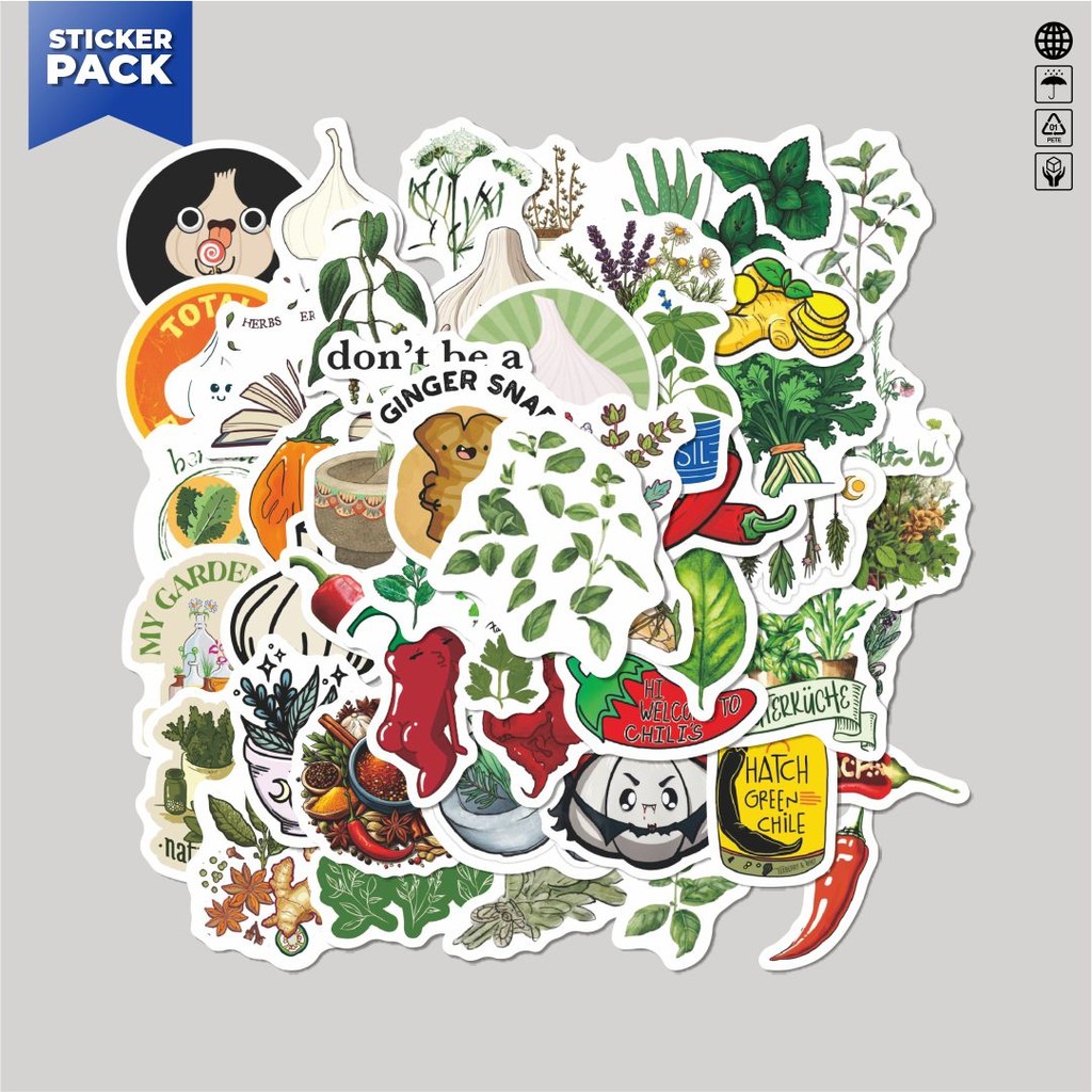 

[100PCS]Stiker Pack Stiker Bumbu Dapur V1 Aesthetic Vinyl Anti Air Dekorasi Sticker Laptop Buku Journal Koper Helm Casing HP Gitar Helm Skateboard