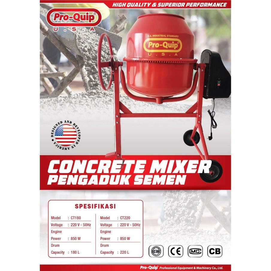 

Proquip CT-180 CT-220 / Molen Listrik Molen Mini / Concrete Mixer Pengaduk Semen Proquip