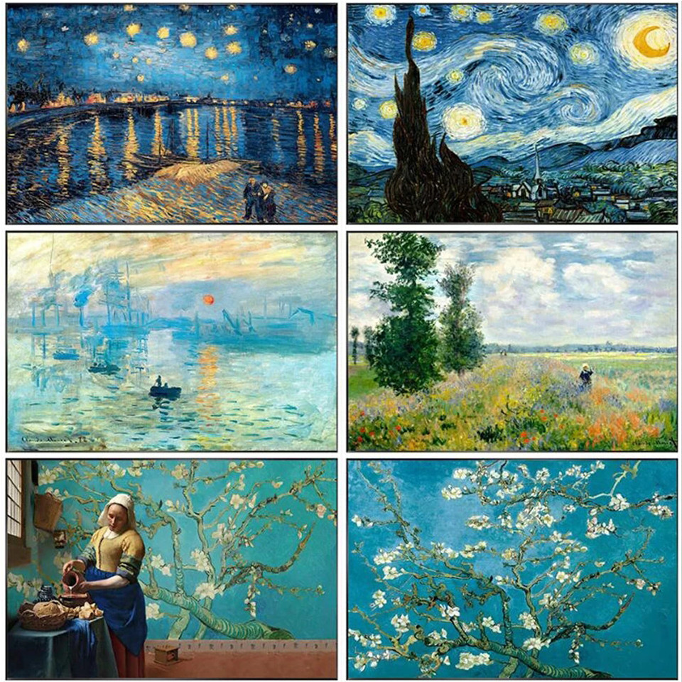 

Van Gogh 5d Diamond Painting Kit Starry Night Full square round Diamond Embroidery Mosaic Cross Stitch Famous Painting decor