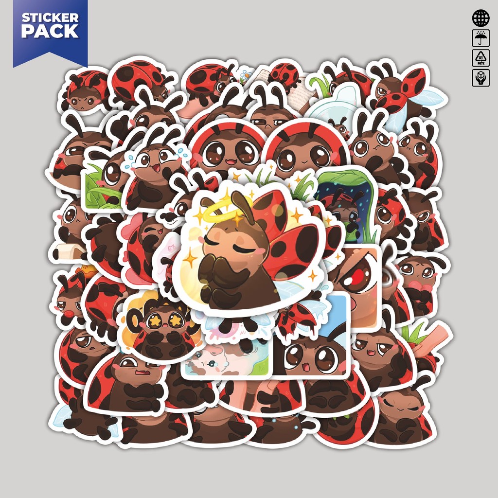 

[100PCS]Stiker Pack Funny Character Mayusha The Cute Ladybug Aesthetic Vinyl Anti Air Dekorasi Sticker Laptop Buku Journal Koper Helm Casing HP Gitar Helm Skateboard