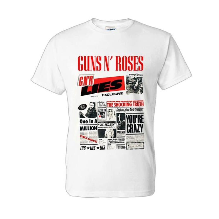 (COD) Kaos Guns N Roses - GNR LIES - COMBET - Putih, M