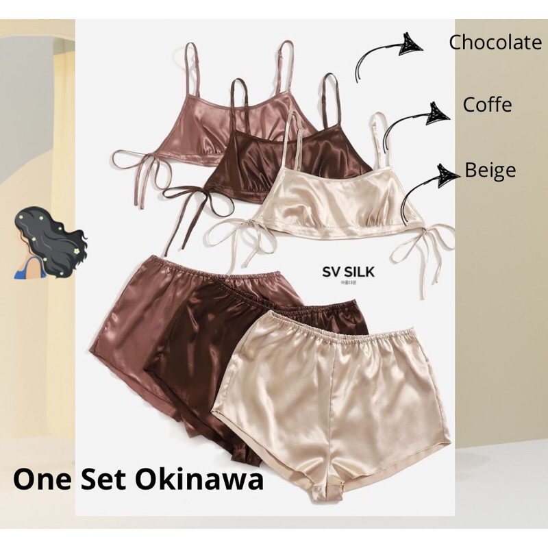 Set Piyama SV Silky Premium Satin Okinawa Baju Tidur Mewah Adem & Halus Baju Tidur Wanita SV Silk Pr