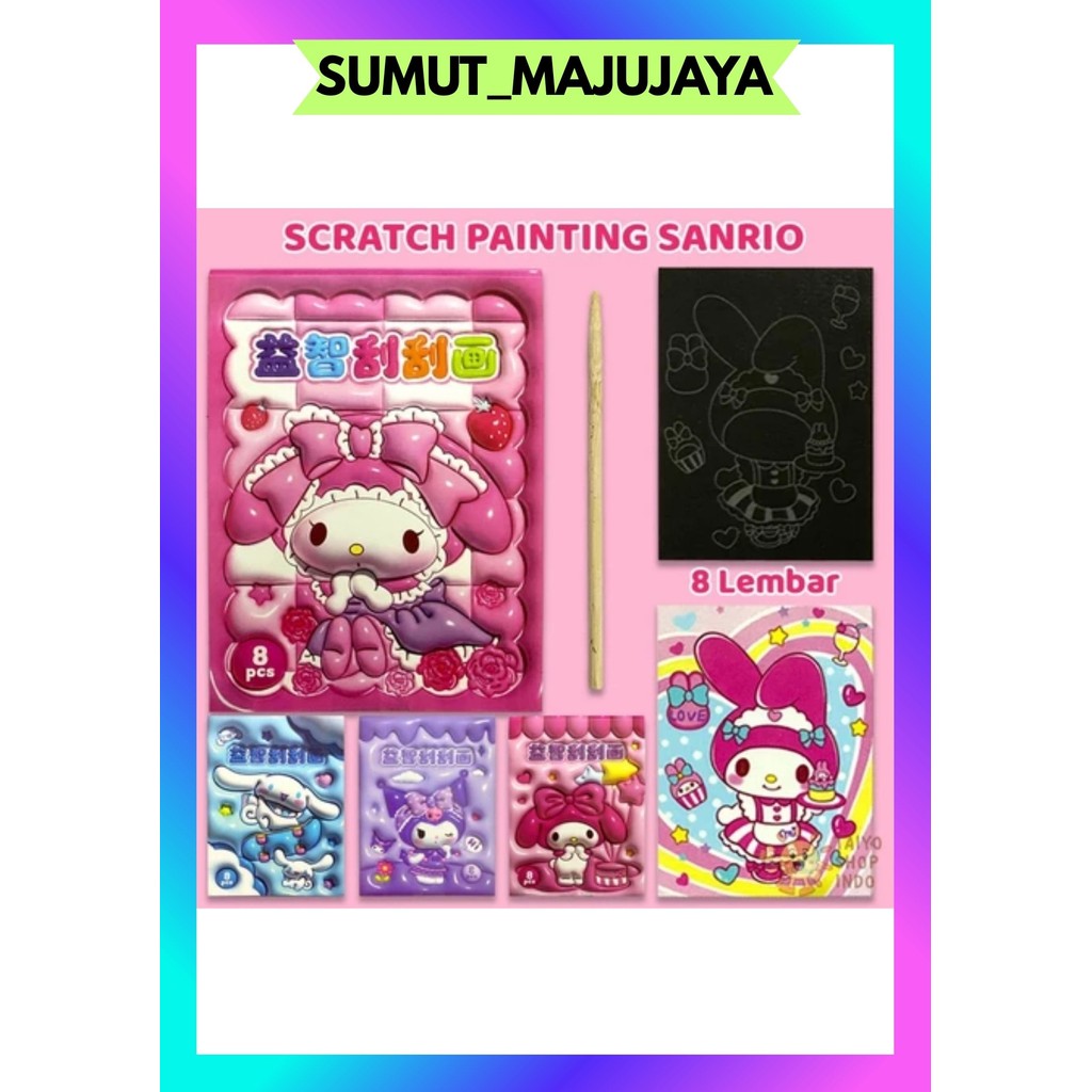 

SMJ MAINAN EDUKASI DIY SCRATCH PAINTING SANRIO 3D BUKU KARTU GORES ANAK WARNA LUKIS PAINT