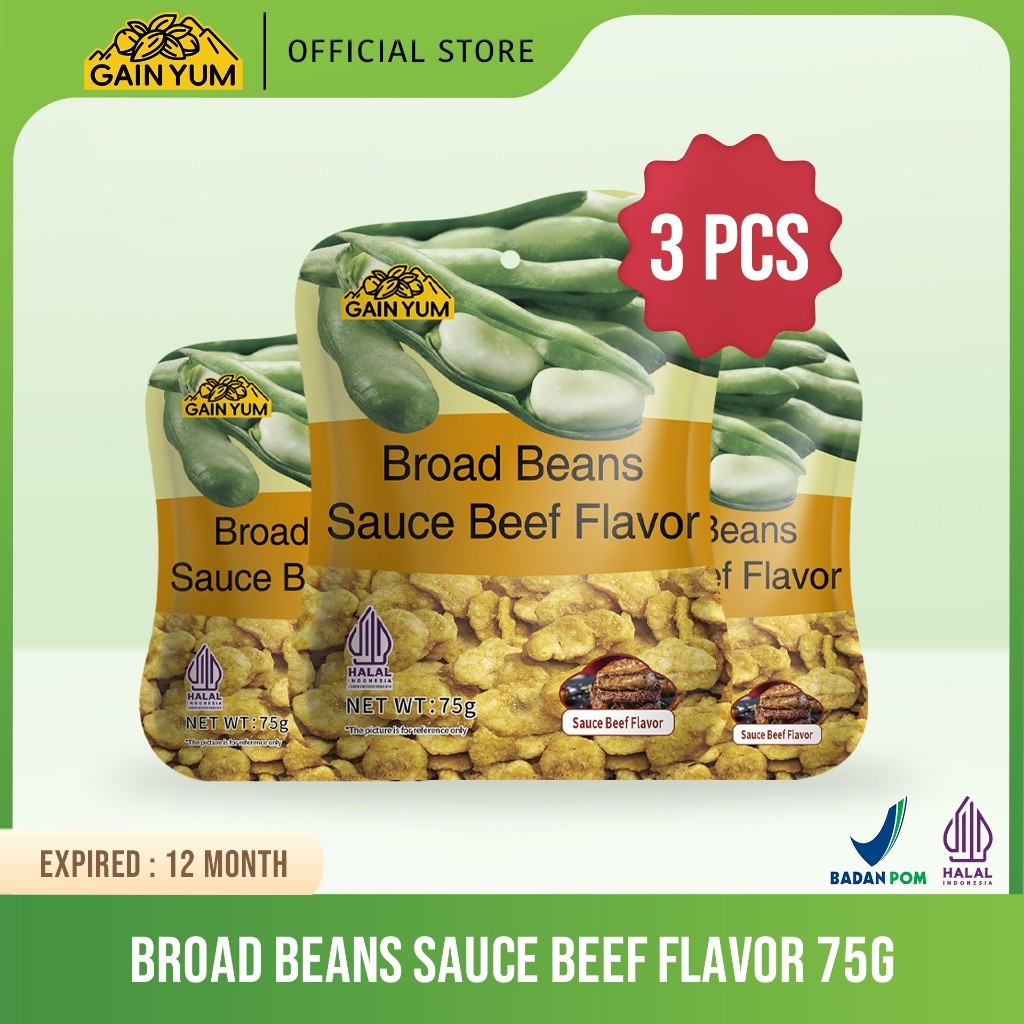 

Gain Yum - 3 pcs Kacang Koro Rasa Saus Sapi Kam Yuens Broad Beans Sauce Beef Flavor 75G [Chinese Version]