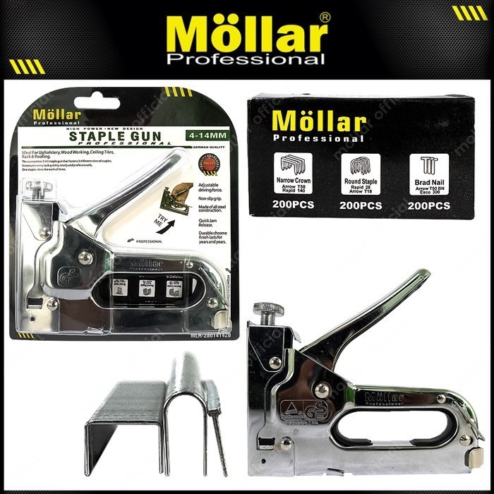 

MOLLAR Staples Gun 3 in 1 Stapler Tembak 4-14mm Gun Tacker Free Refill / Steples Jok Kulit Kardus