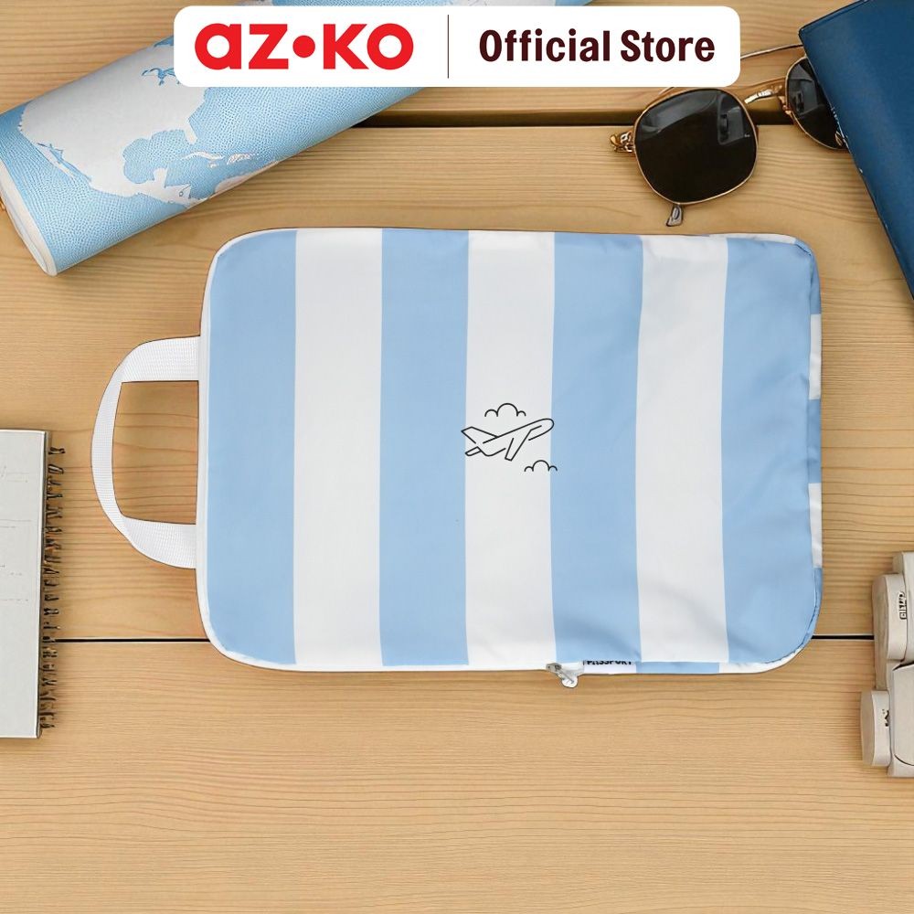 AZKO Passport Tas Organizer Kompresi Small - Putih/Biru Compression Packing Tube Kantong Penyimpanan