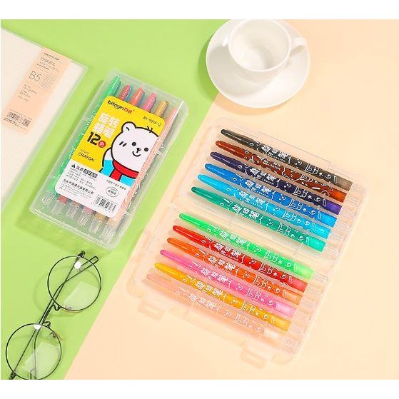 

Pensil Crayon Putar / Twist Crayon Set Aneka Warna / Oil Pastel Kartu Stationery - Isi 12