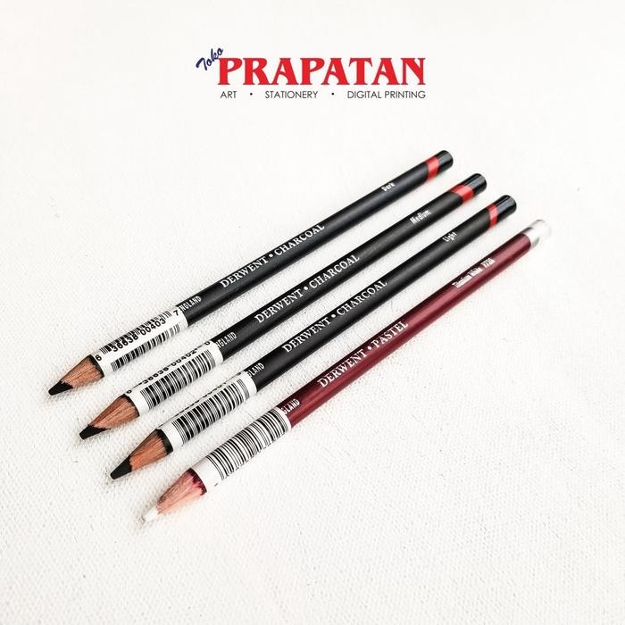 

Derwent Charcoal Pencil / Pensil Arang (Light, Medium, Dark) - Pastel TitaniumWhite