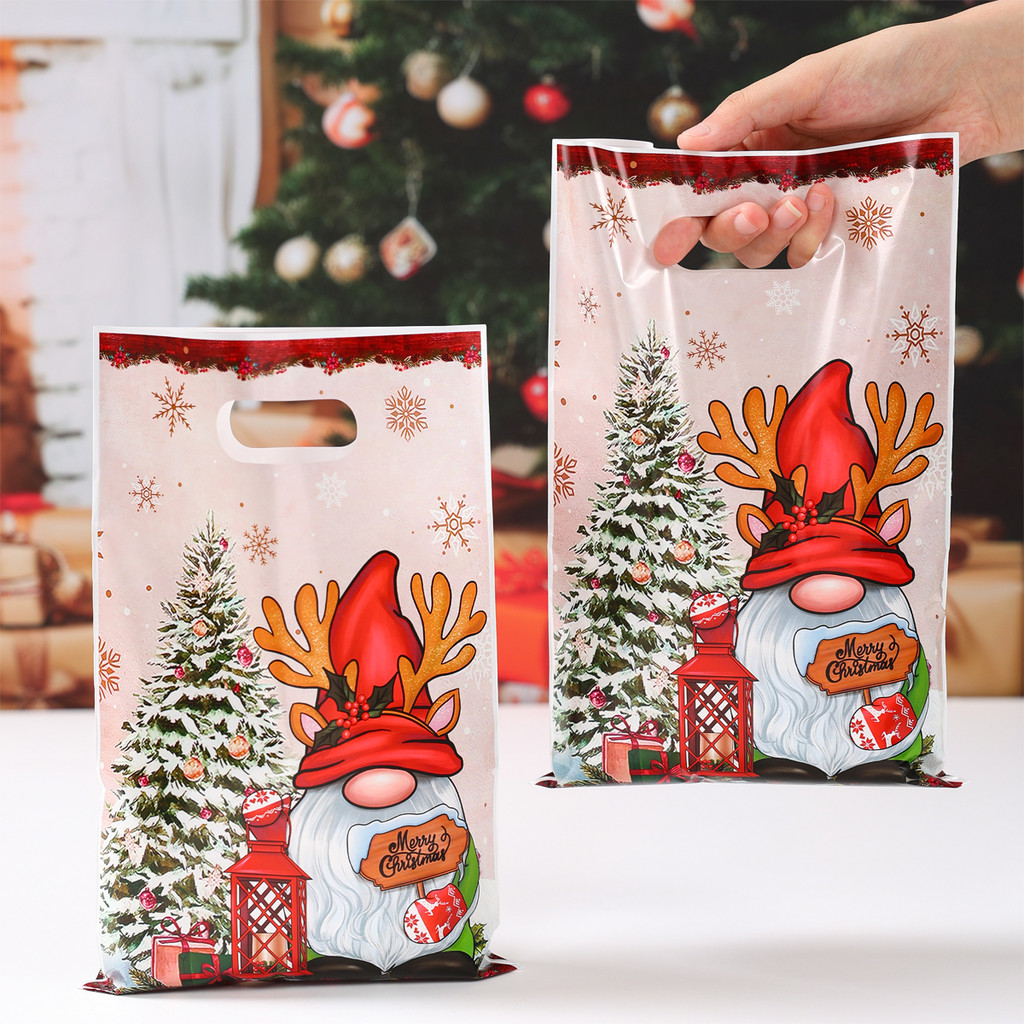 

10/25/50pcs Cute Gift Bags Party Decoration 2025 Xmas Santa Claus Handbags Navidad Natal New Year Gift 2026