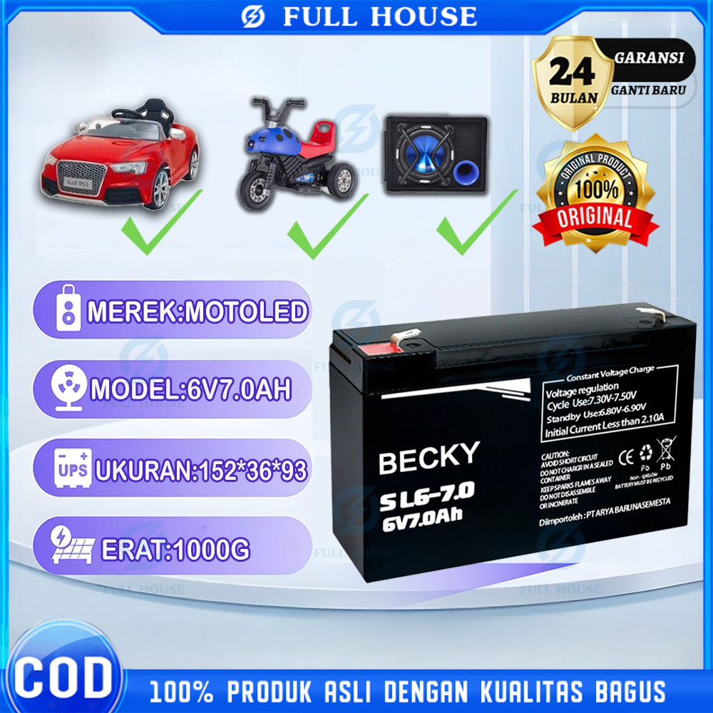 【Full House！】aki Mobil mainan anak Mpower 6v 7ah motor mainan 6VOLT 7amper aki pliko pmb ORIGINAL 10