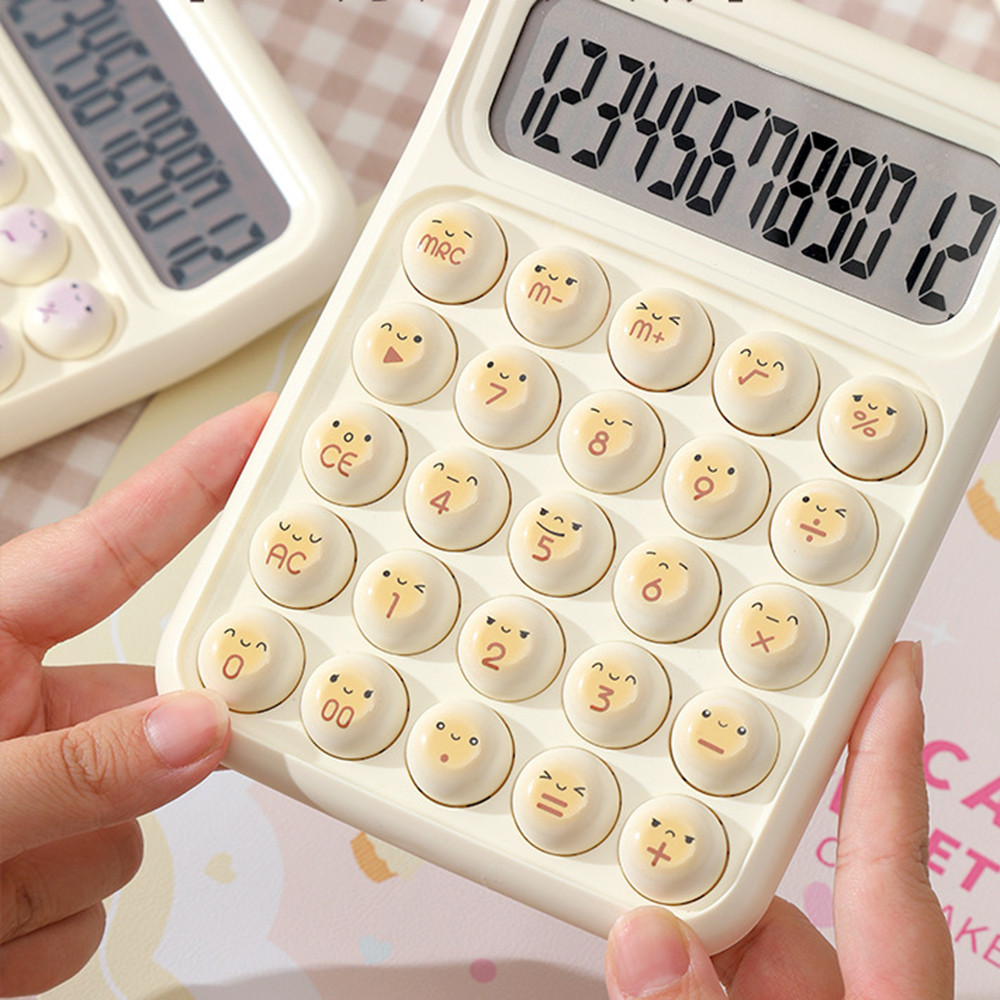 

INS Style Portable Calculator 12-bit Cute Smiling Face Student Finance Calculator for Study Office Supplies