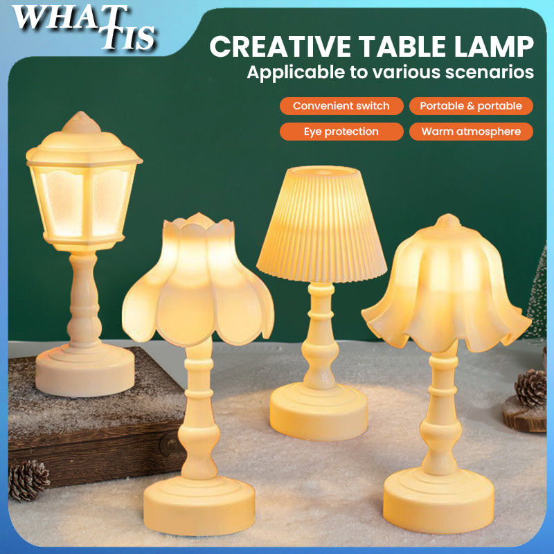 LED Lampu Samping Tempat Tidur Lampu Meja Mini Lampu Kamar Tidur(Termasuk Baterai)