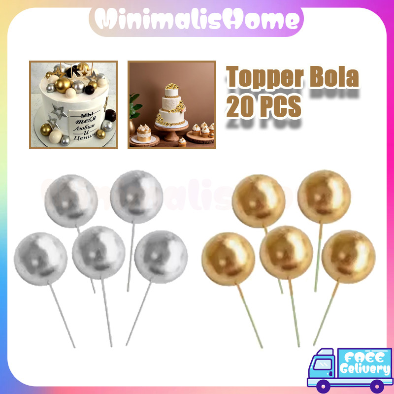Hiasan Kue Ulang Tahun Cake Ball/20PCS Cake Topper Bola Bola/Cake Kue Bola Bubble