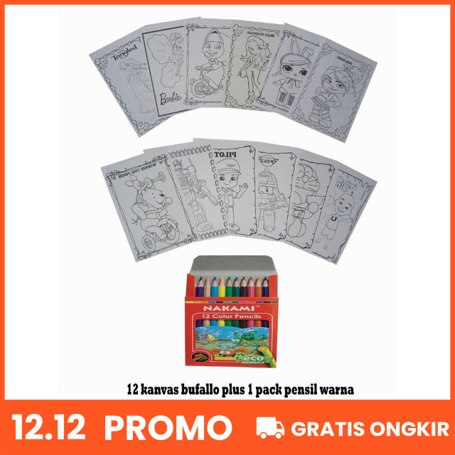 

kanvas kertas untuk mewarnai plus pensil warna lengkap