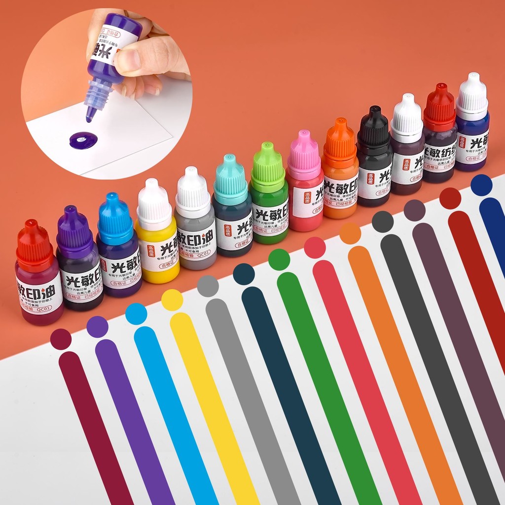 

10ml DIY Fabric Textile Seal Stamp Printing Oil Refill Ink Photosensitive For Clothes Stamp Wood Metal Paper Plastic Multi-color