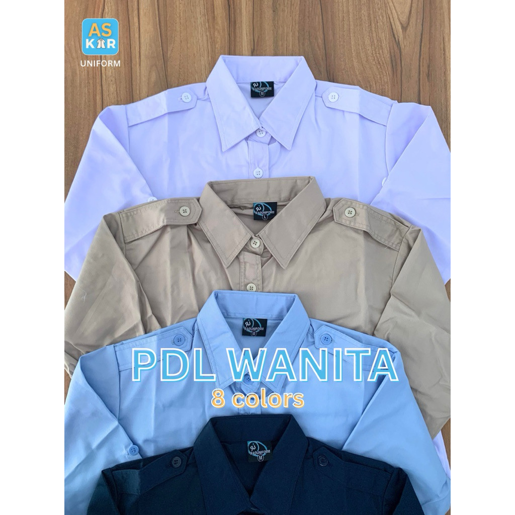 BACE.SHOP Kemeja PDL Wanita Lengan Panjang/Kemeja PDL Bordir/Seragam Dinas PDL Wanita Slim fit/Kemej