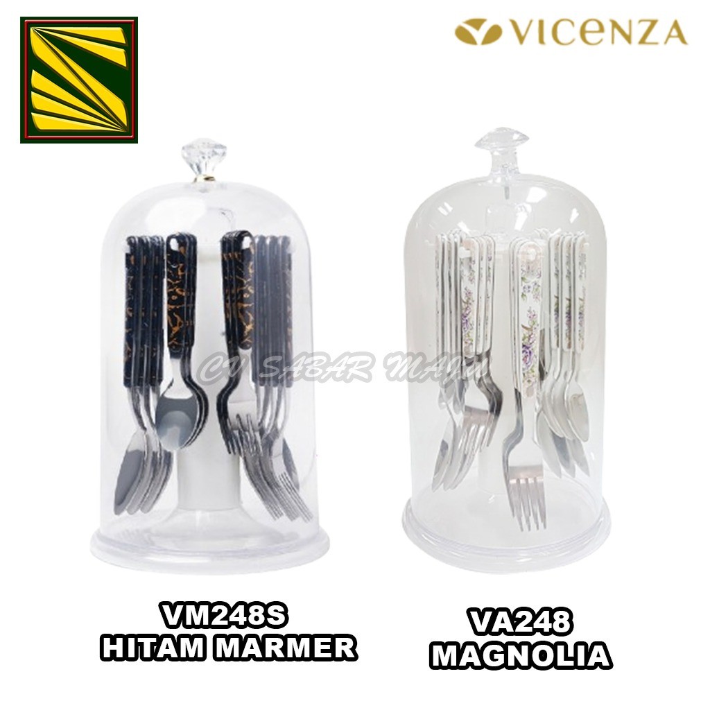 Vicenza Sendok Set Sendok Makan  Motif Vicenza V248 Sendok Dan Garpu Vicenza Spoon & Fork Putih Marm
