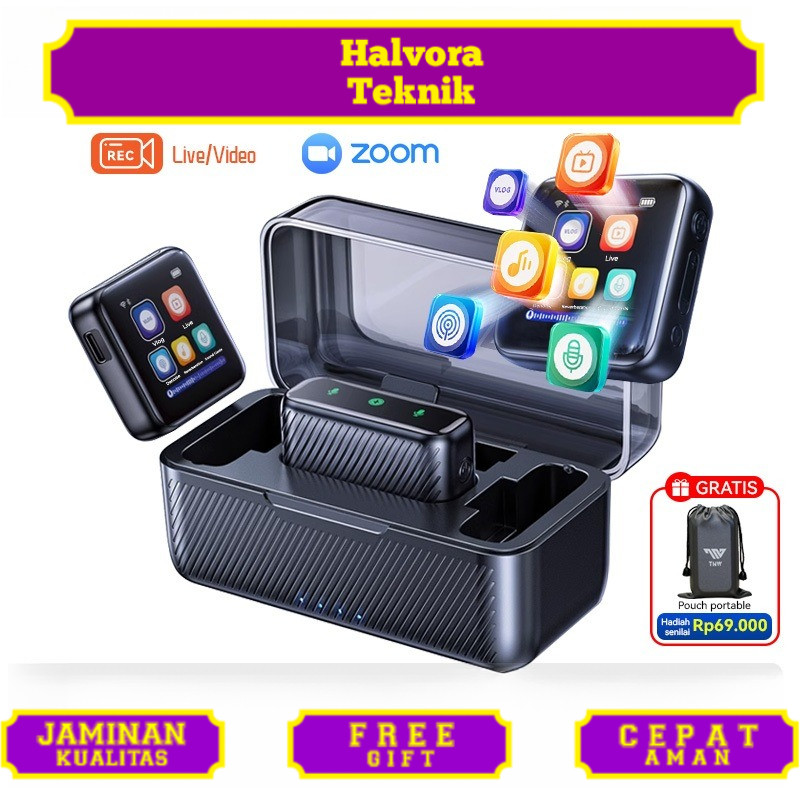 TNW N15 Wireless Microphone Clip On Mic Hp dan Kamera Lavalier Mikrofon untuk Live Vlog Tiktok Youtu