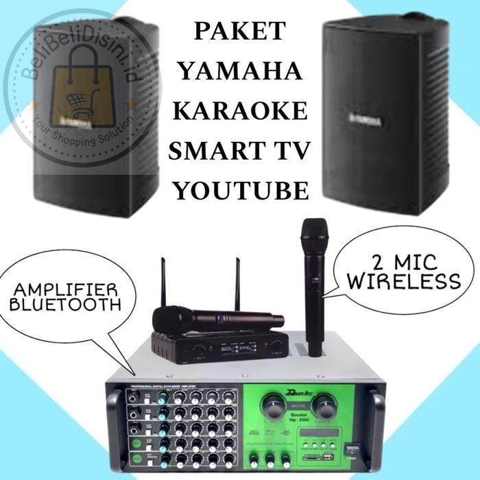 Paket Karaoke Yamaha VS 6, Amplifier Karaoke Smart Tv Youtube, 2 Mic Wireless