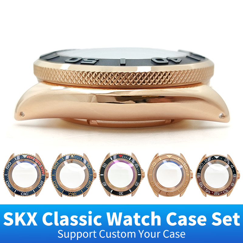 SKX Classic Rose Gold Wat- Cases Shiny Steel Finish MOD NH35 NH36 4R36 With 3'O Clock Crown Sapphire