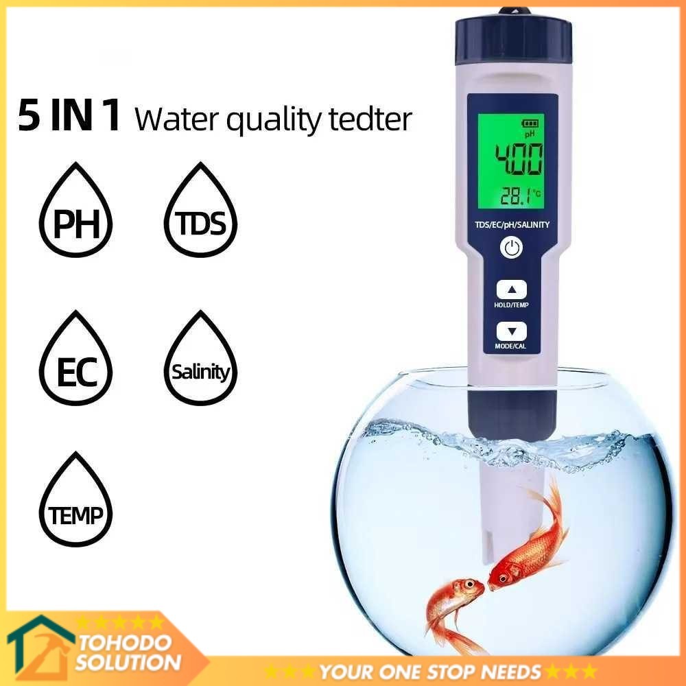 Alat Ukur Kualitas Air Digital 5in1 PH TDS EC Meter Pen - J51
