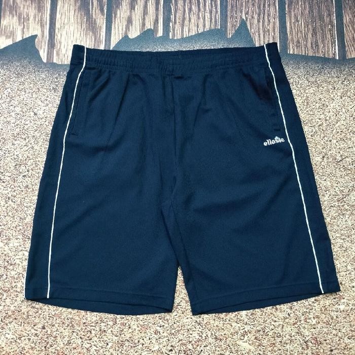 celana pendek pria navy ELLESSE pinggang melar jrsey olah raga murah bagus big size jumbo 38-45
