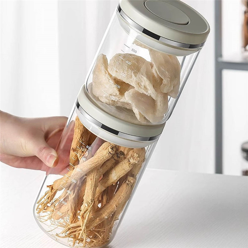 Hot Selling-Press-Type Sealed Tank High Borosilicate Glass Storage Tank Airtight Round Canister Set,