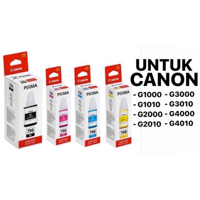Tinta Original Canon PIXMA GI-790 (B.C.M.Y) Hitam dan Warna Untuk Canon G1000 G2000 G3000 G3010