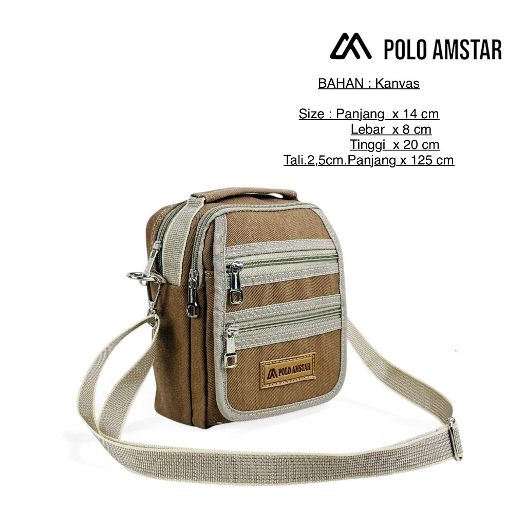 BAGINBRO POLO AMSTAR Tas Pria Selempang Kanvas Tas Hp Tas Kecil