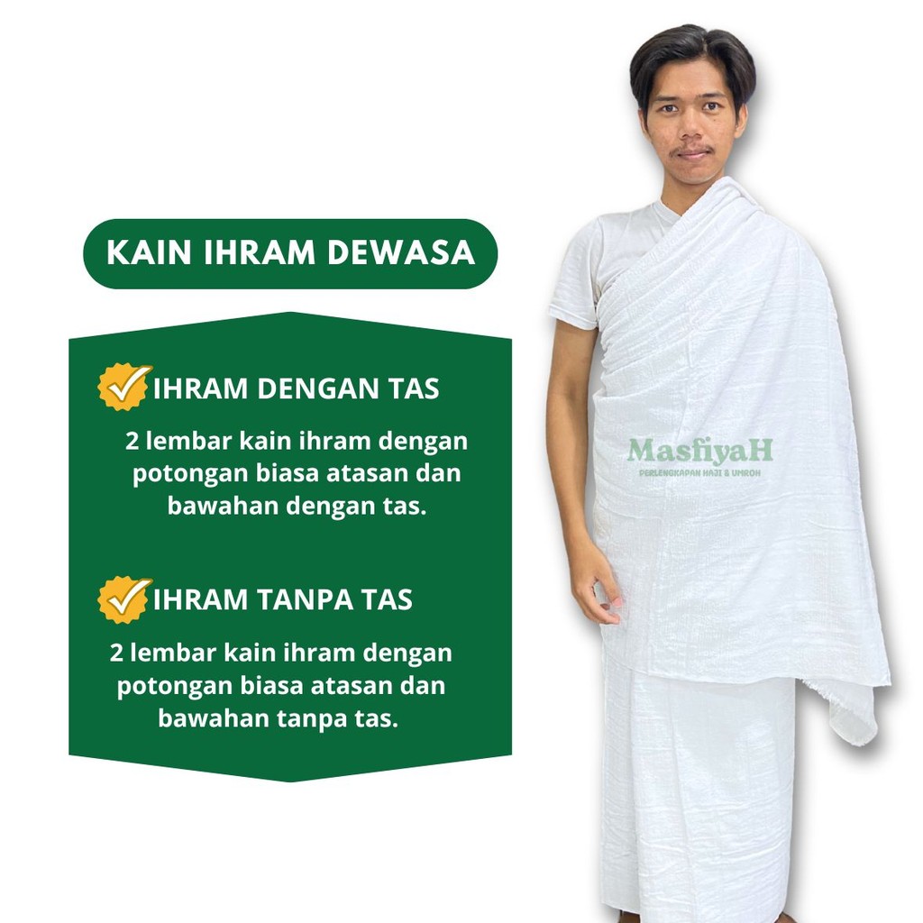 Kain Ihram Dewasa Kain Ihrom Dewasa Kain Ihram+Tas Kain Ihram Putih Polos Perlengkapan Haji Umrah
