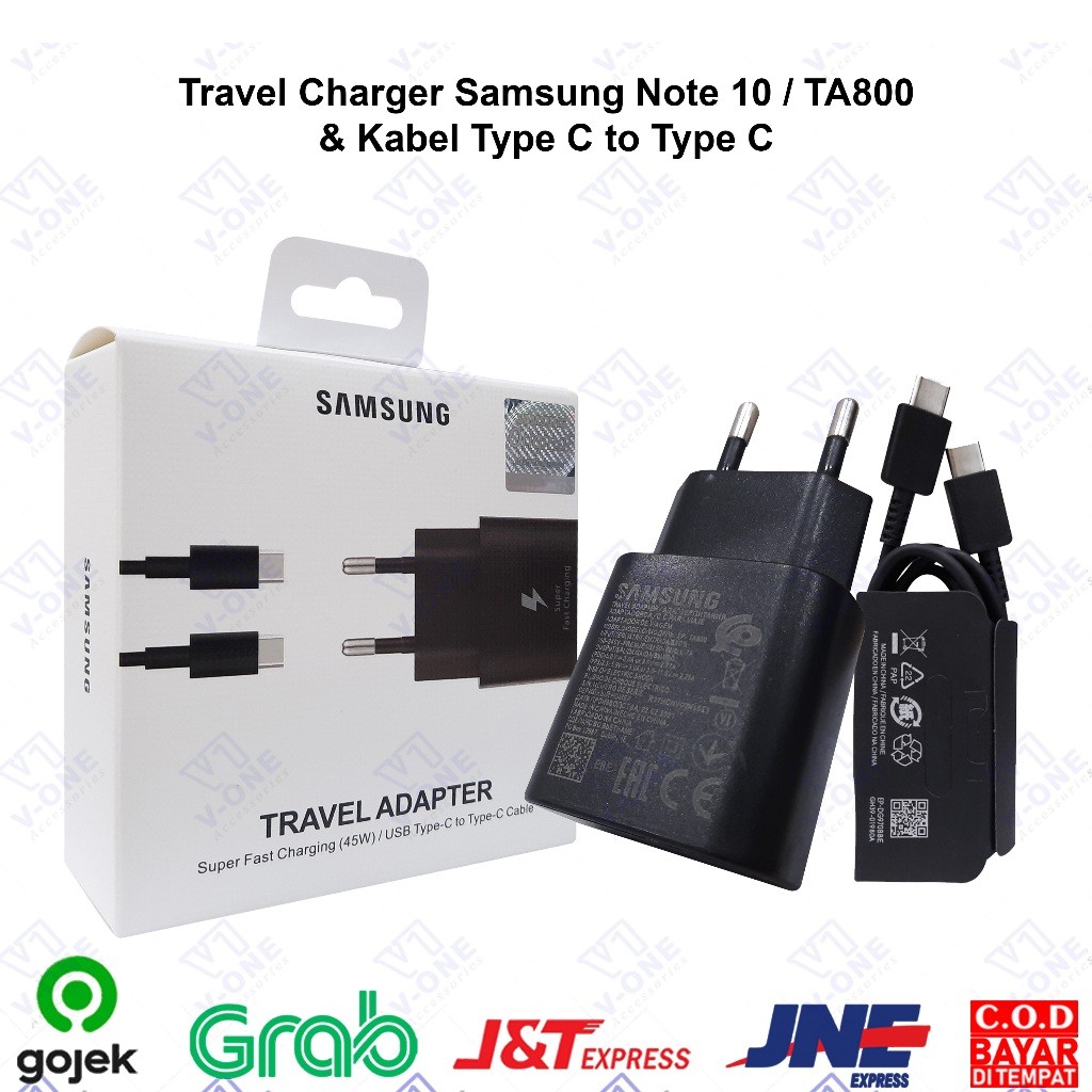 TC CHARGER SAMSUNG NOTE 10/NOTE 20 25W FAST CHARGING TA800 + KABEL TYPE-C ORI 100%