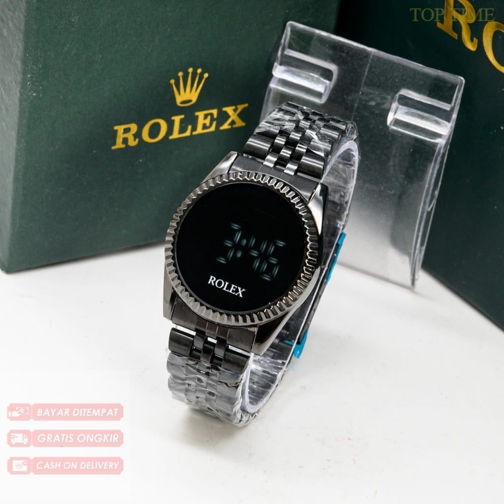 Jam Tangan Wanita Rolex Touch Screen Paket Free Paper Bag Hijau Kartu Rolex Tanggal Aktif Box Exclus