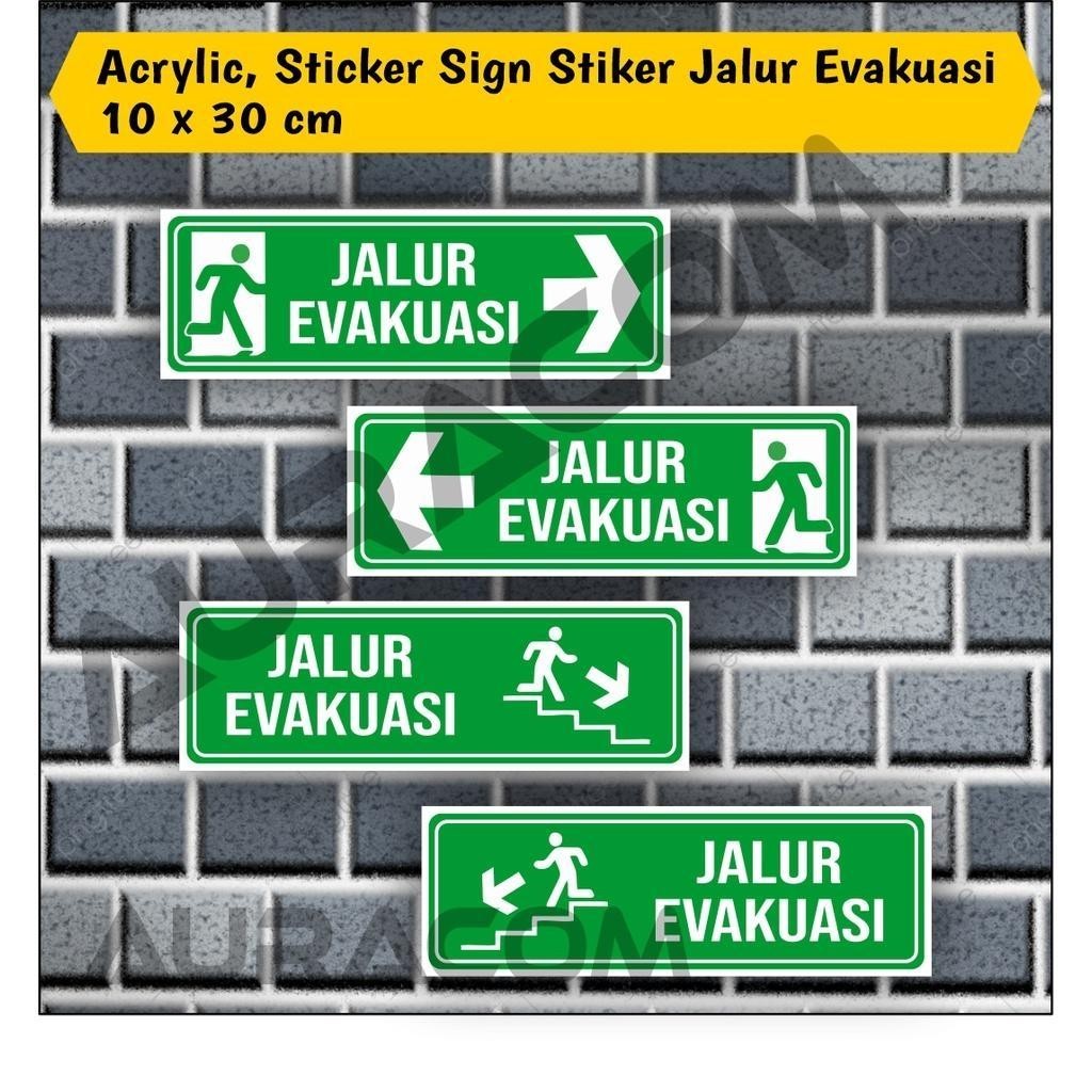 Acrylic, Sticker Sign Stiker Jalur Evakuasi 10 x 30 cm