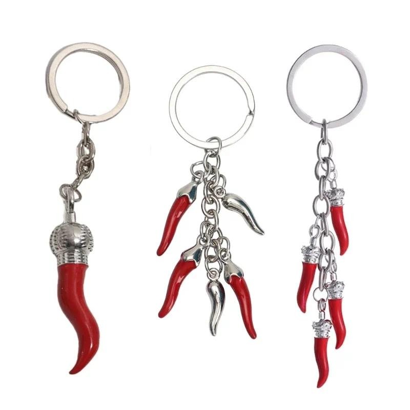 Edgy Horn Keyring Trendy Bag Adornment Pepper Keyain Fashionable Jewelry Unique Pepper Key Accessory