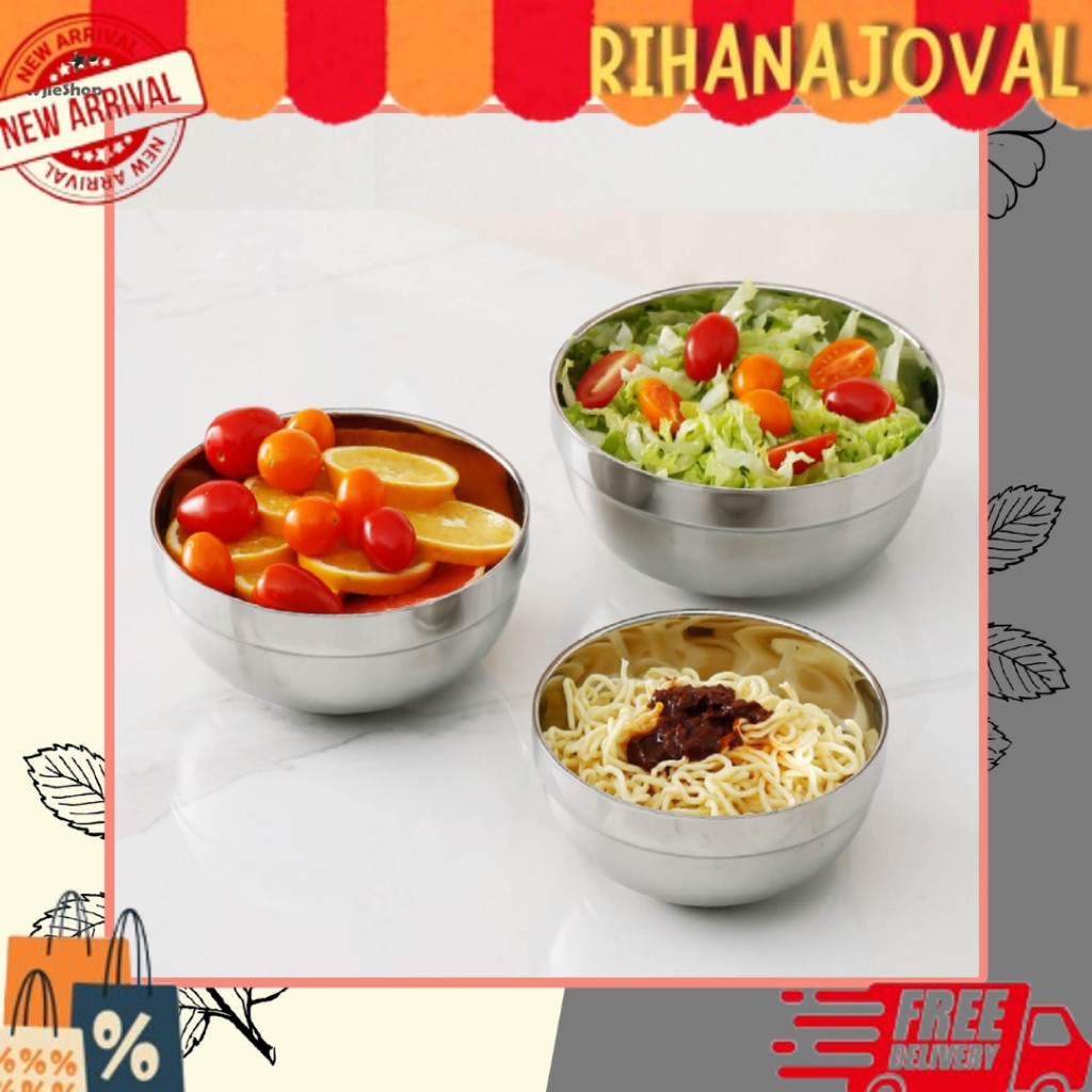 Terlaris Mangkok Korea Stainless Steel Tebal Mangkok Dua Lapis Anti Panas