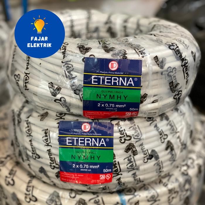[LUMIOO] KABEL ETERNA 2X0,75 SERABUT ISI 2 (50 METER) / KABEL LISTRIK - Putih