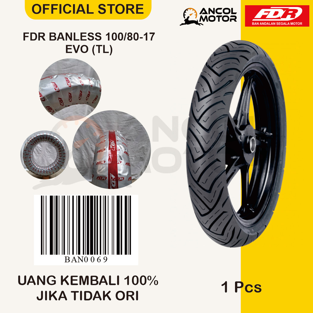 Ban Motor FDR Tubeless 100/80-17 EVO – Ban Depan Belakang Ring 17 (Sport/Underbone)