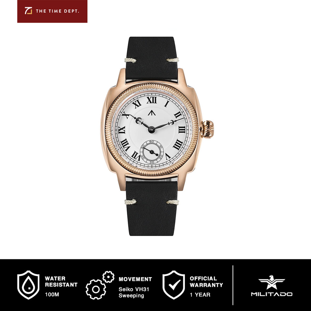 Militado ML03 1926 Rosegold Oyster Homage Roman Markers Quartz Jam Tangan Vintage Klasik Mesin Seiko