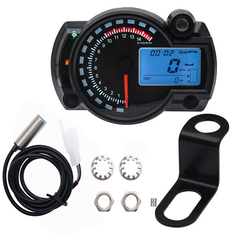 New RX2N LCD Digital Odometer Speedometer Instrument Universal For Motorcycle 299KM/H 7Colors Speed 